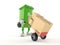 Dustbin character with hand truck