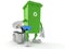 Dustbin character holding paintbrush