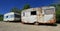 Dusty abandonned old caravans