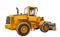 Dusty big bulldozer loader, isolated on pure white background