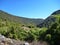 Dusty dirt road in park las araucarias in patagonia