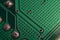 dusty printed circuit Board with components . macro