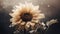 Dusty White Sunflower With Surreal Muted Tones And Photorealistic Details