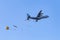 Dutch Airforce plane dropping paratroopers