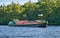 Dutch barge Ros Crana enters Loch Ness on the Caledonian Canal in the Scottish Highlands, Scotland