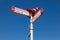 Dutch bike sign pole with directions and distances