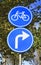 Dutch blue road sign with arrow turn right