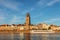 The Dutch city of Deventer in Overijssel with the river IJssel i