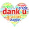 Dutch Dank U, Heart shaped word cloud Thanks, on white