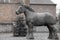 Dutch Draft Horse Statue in Rain