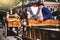 Dutch farmers dressed with traditional clothing at local cheese market