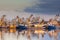 Dutch fishing fleet during majestic sunset