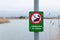 Dutch fishing prohibited sign near lake - NO FISHING