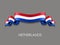 Dutch flag wavy ribbon background. Vector illustration.