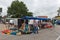 Dutch flea market Weerselo with market stands and visitors