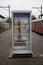 Dutch historical telephone box on a platform on station Utrecht Maliebaan which is not working anymore