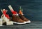 Dutch Holiday Sinterklaas background. Children`s shoes, carrots