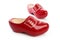 Dutch Holland red wooden shoes isolated