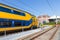 Dutch intercity train at railway station of Enkhuizen