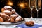 Dutch New Year`s Eve with oliebollen, a traditional pastry