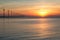 Dutch off shore wind turbines during a sunset