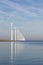 Dutch offshore wind turbines in a calm sea