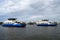 Dutch passenger ferries passing by - Amsterdam