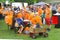 Dutch people in orange clothing at Koningsdag (Kingsday),Netherlands