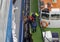 A Dutch Pilot assisted by Crew climbing on to the Pilot Ladder of a seismic Vessel outside the Port of Den Helder