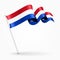 Dutch pin wavy flag. Vector illustration.