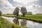 Dutch polder landscape in backlight