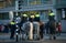 Dutch police officers on horses during demonstration in the center of The Hague