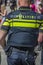 Dutch Policeman From The Back At Amsterdam The Netherlands