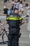 Dutch Policeman From The Back At Amsterdam The Netherlands