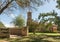 Dutch Reformed Church and memorial wall in Clarens