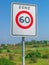 Dutch road sign: speed limit 60