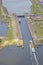 Dutch sea lock at IJmuiden from above