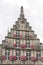 Dutch town hall with red wooden shutters