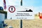 Dutch warning sign at Texel beach `Paal 20` forbidding acces at night