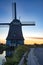 Dutch Windmill outside Amsterdam, Holland, Netherlands at sunset