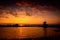 Dutch windmill Silhouette at sunset , Netherlands