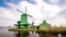 Dutch Windmill at Zaanse Schans Village time lapse, Netherlands