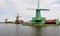 Dutch windmills on the Zaans river in Zaanse Schans, Netherlands