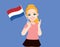 Dutch Woman Holding Netherlands Flag