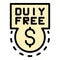 Duty free money icon color outline vector