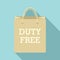 Duty free paper bag icon, flat style