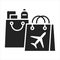 Duty free shopping black glyph icon. Retail outlets. Goods are exempt from the payment of certain local. Pictogram for web page,