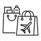 Duty free shopping black line icon. Retail outlets. Goods are exempt from the payment of certain local. Pictogram for web page,