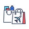 Duty free shopping color line icon. Retail outlets. Goods are exempt from the payment of certain local. Pictogram for web page,