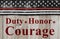 Duty Honor Courage message with thin red line